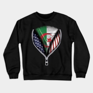 Algerian Flag  Algeria Flag American Flag Zip Down - Gift for Algerian From Algeria Crewneck Sweatshirt